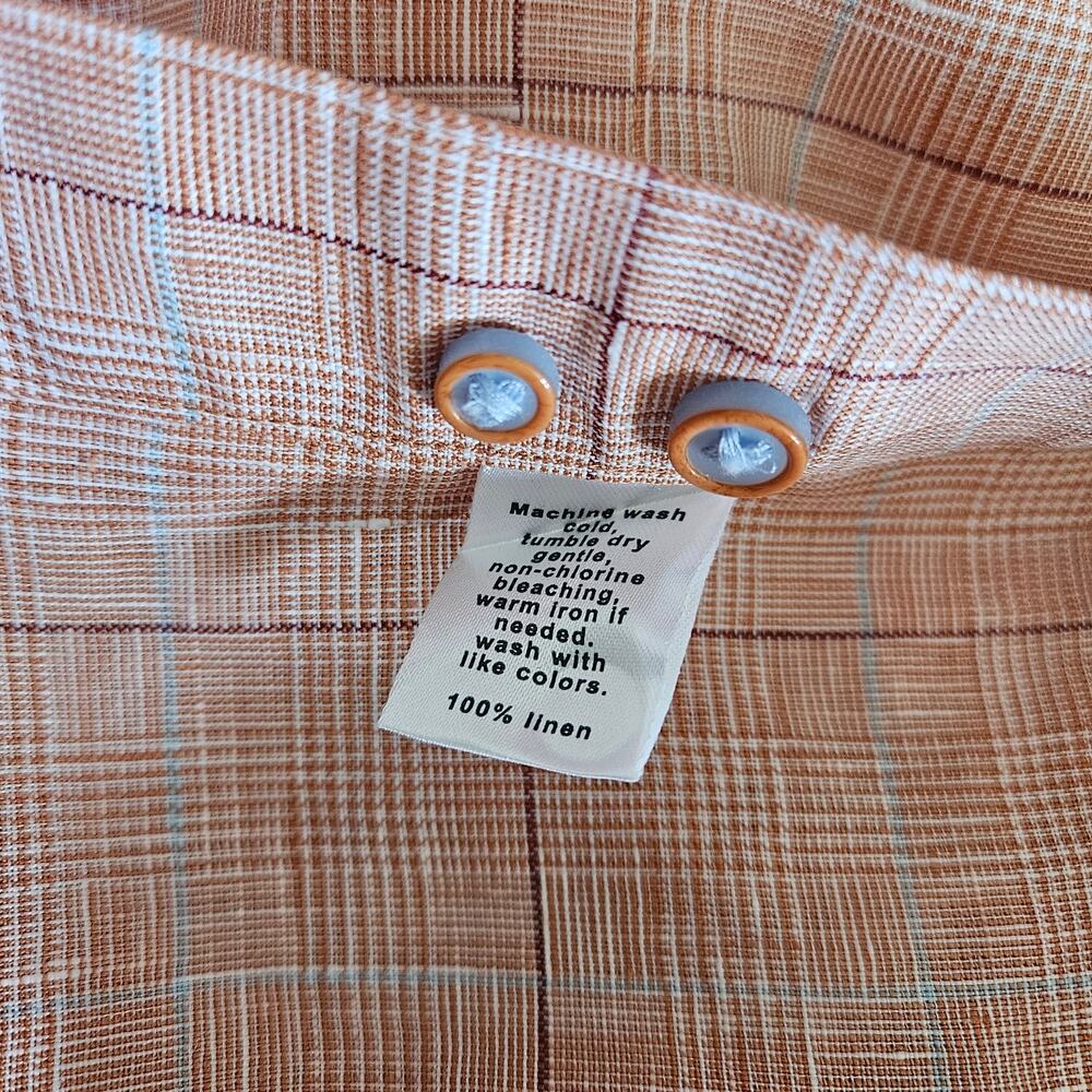 Paul Fredrick Men's Non-Iron Linen Button Down Shirt, Size 18.5/35 Classic Plaid - Picture 7 of 8